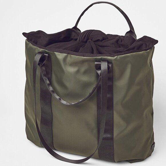 Fabletics Day Trip Tie Top Tote Bag Dark Olive Lg - Picture 2 of 2